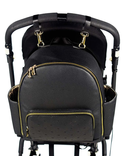 Pasito a Pasito London Diaper Backpack-With Changing Mat & Stroller Hooks-Black