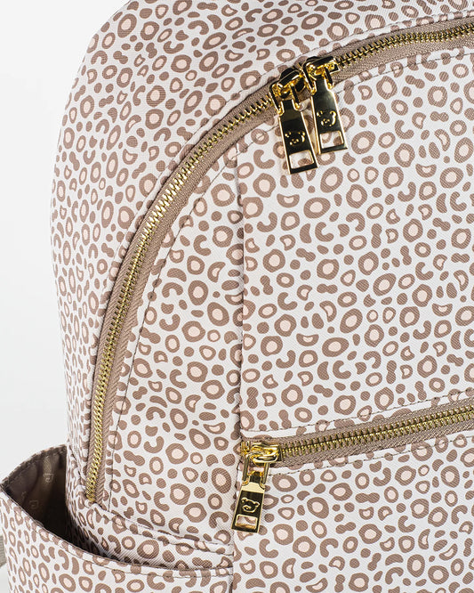 Pasito a Pasito London Animal Print Diaper Backpack-With Changing Mat & Stroller Hooks-Beige Brown