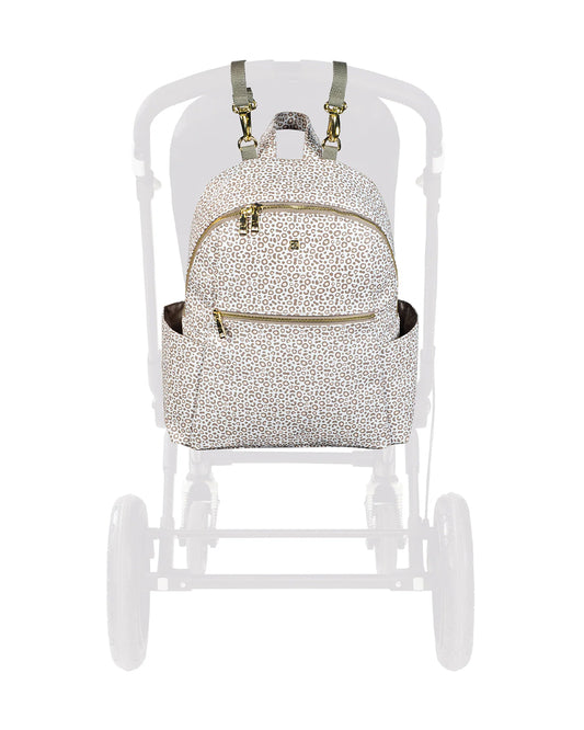 Pasito a Pasito London Animal Print Diaper Backpack-With Changing Mat & Stroller Hooks-Beige Brown