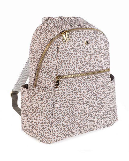 Pasito a Pasito London Animal Print Diaper Backpack-With Changing Mat & Stroller Hooks-Beige Brown