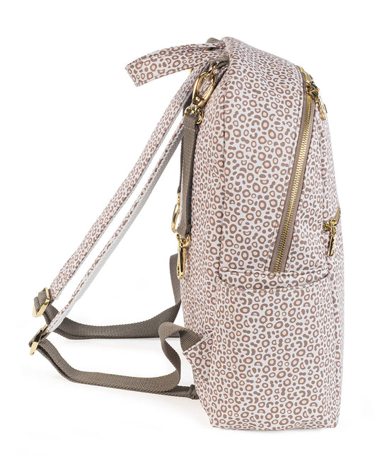 Pasito a Pasito London Animal Print Diaper Backpack-With Changing Mat & Stroller Hooks-Beige Brown