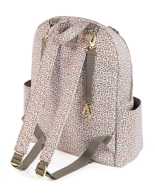 Pasito a Pasito London Animal Print Diaper Backpack-With Changing Mat & Stroller Hooks-Beige Brown