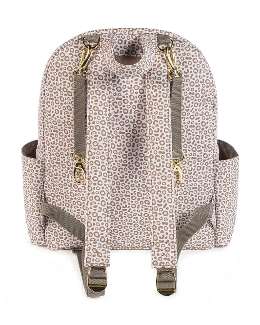 Pasito a Pasito London Animal Print Diaper Backpack-With Changing Mat & Stroller Hooks-Beige Brown