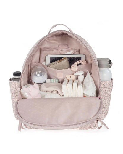 Pasito a Pasito Flower Mellow Diaper Backpack-With Changing Mat & Stroller Hooks-Rose Pink