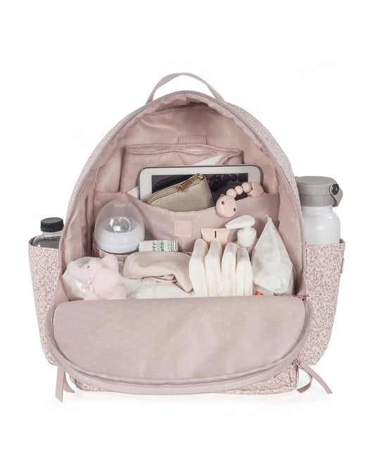 Pasito a Pasito Flower Mellow Diaper Backpack-With Changing Mat & Stroller Hooks-Rose Pink