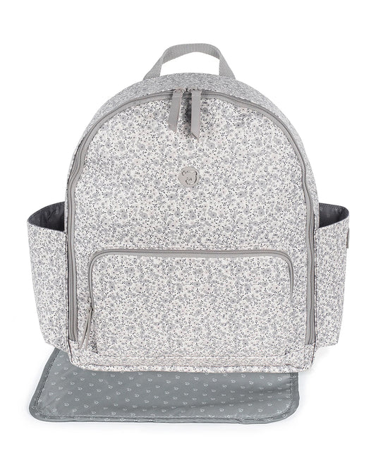 Pasito a Pasito Flower Mellow Diaper Backpack-With Changing Mat & Stroller Hooks-Grey