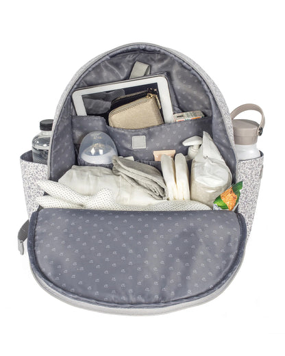 Pasito a Pasito Flower Mellow Diaper Backpack-With Changing Mat & Stroller Hooks-Grey