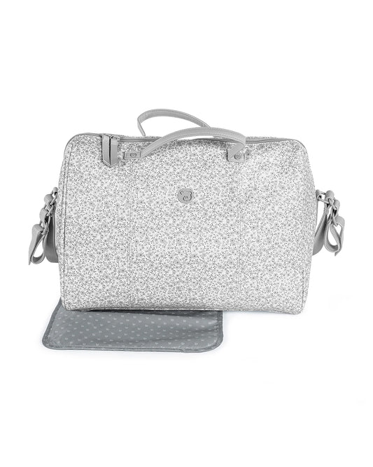 Pasito a Pasito Flower Mellow Diaper Bag-With Changing Mat & Stroller Hooks-Grey