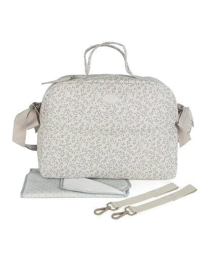 Pasito a Pasito Berries Diaper Bag-With Changing Mat & Stroller Hooks-Grey