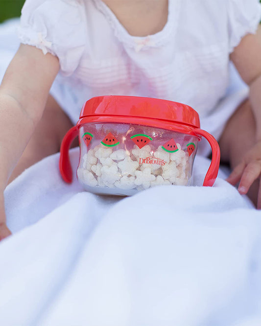 Dr. Brown's Snack Cup-Removable Handles-Red-For Feeding Infants