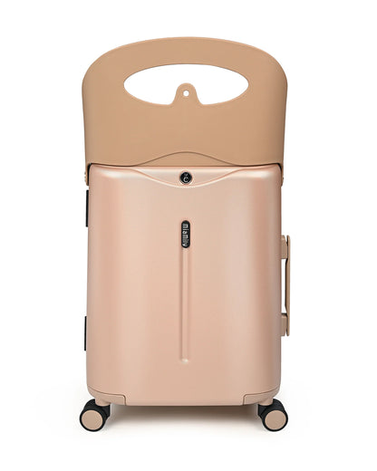 Miamily Champagne Gold Ride On Trolley Carry On Luggage-Swiss Design-with 3 Digit Lock and Built in Seat for Kids & Adults