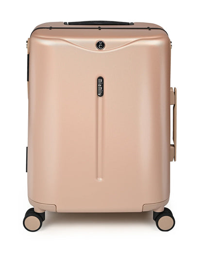 Miamily Champagne Gold Ride On Trolley Carry On Luggage-Swiss Design-with 3 Digit Lock and Built in Seat for Kids & Adults