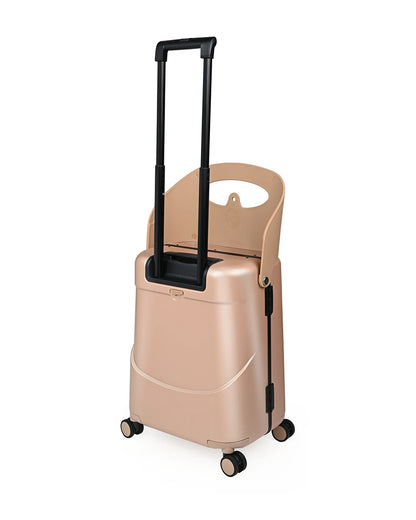 Miamily Champagne Gold Ride On Trolley Carry On Luggage-Swiss Design-with 3 Digit Lock and Built in Seat for Kids & Adults