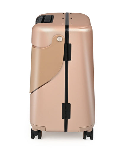 Miamily Champagne Gold Ride On Trolley Carry On Luggage-Swiss Design-with 3 Digit Lock and Built in Seat for Kids & Adults