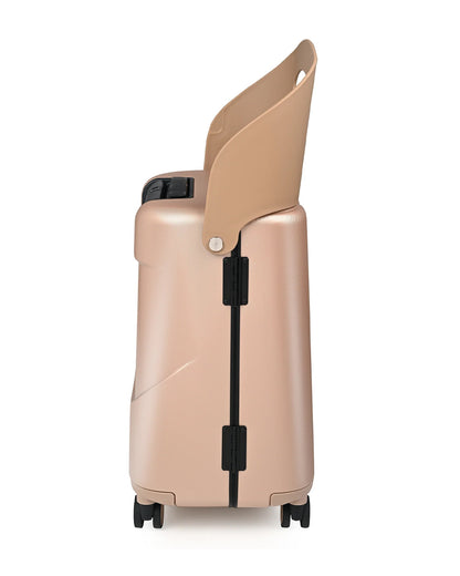 Miamily Champagne Gold Ride On Trolley Carry On Luggage-Swiss Design-with 3 Digit Lock and Built in Seat for Kids & Adults