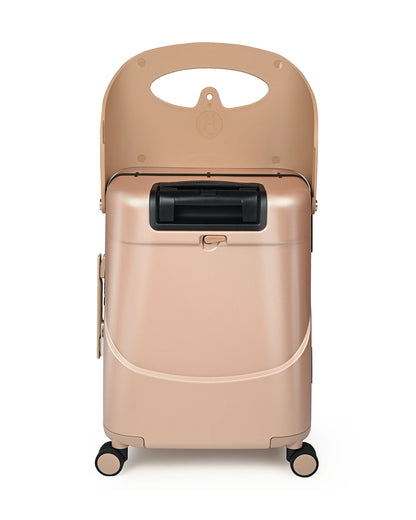 Miamily Champagne Gold Ride On Trolley Carry On Luggage-Swiss Design-with 3 Digit Lock and Built in Seat for Kids & Adults