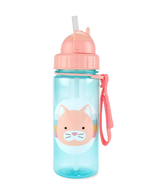 Skip Hop Zoo Straw Sipper-Handy Grab Strap-Cat-390 ml