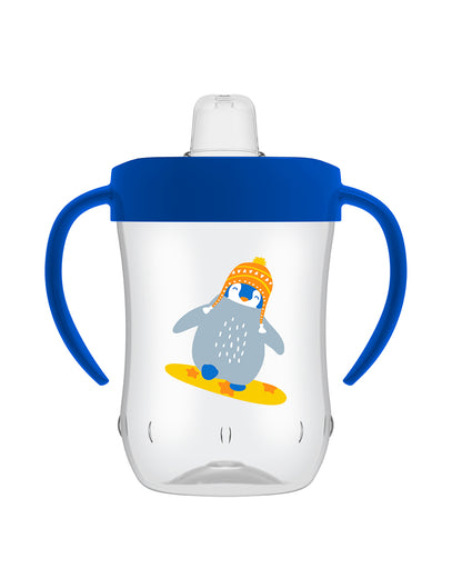 Dr. Brown's Soft Spout Sipper-With Easy Grip Handles-Spill Proof-Blue Penguin-270 ml