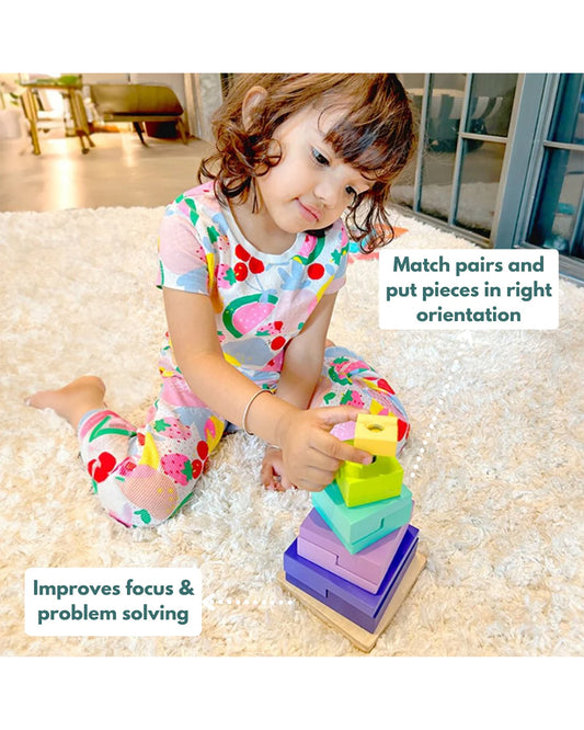 Curious Cub Logical Stacker-Improves Hand Eye Coordination-Shape Sorter & Stacker-Learning & Educational Toys-12M+