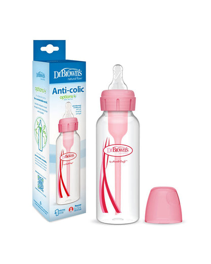 Dr. Brown's Options+ Narrow Neck Feeding Bottle-Anti Colic-250 ml-Pink-0 to 3M