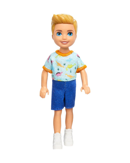 Barbie Chelsea Boy Doll Wearing Removable One Piece with Dinosaur Print & White Shoes Blond Hair & Blue Eyes-Promotes Role Play-Doll & Doll Houses-12M+