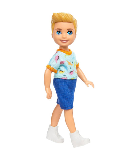 Barbie Chelsea Boy Doll Wearing Removable One Piece with Dinosaur Print & White Shoes Blond Hair & Blue Eyes-Promotes Role Play-Doll & Doll Houses-12M+