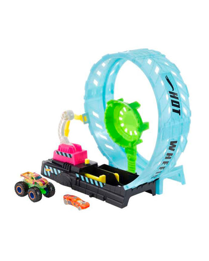 Hot Wheels Monster Trucks Glow-in-the-Dark-Epic Loop Challenge Playset-High-Speed Racing Challenge-Vehicle Toy-9M+