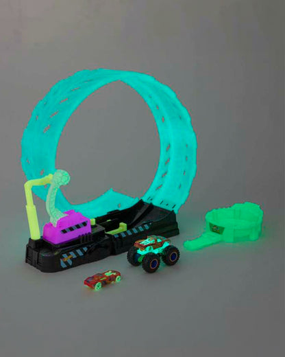 Hot Wheels Monster Trucks Glow-in-the-Dark-Epic Loop Challenge Playset-High-Speed Racing Challenge-Vehicle Toy-9M+