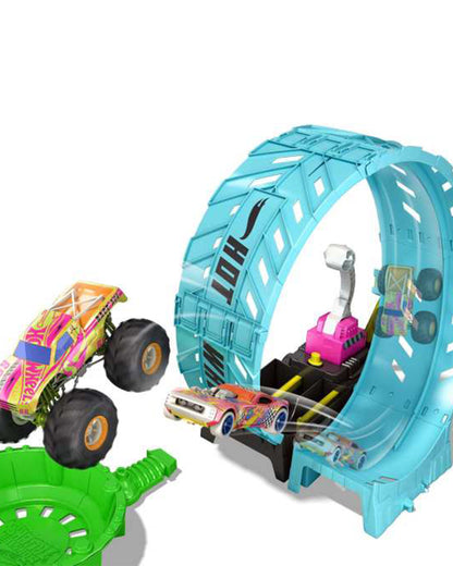 Hot Wheels Monster Trucks Glow-in-the-Dark-Epic Loop Challenge Playset-High-Speed Racing Challenge-Vehicle Toy-9M+