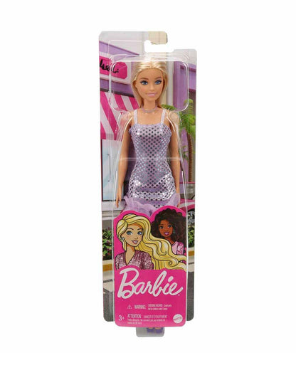 Barbie Glitz Blonde Hair Doll Lavender Metallic Mini Dress-Promotes Role Play-Doll & Doll Houses-12M+