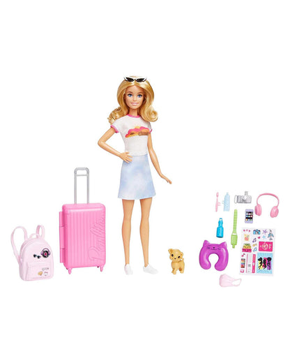 Barbie Malibu Travel Set-Includes Puppy,Working Suitcase & 10+ Accessories-Promotes Role Play-Doll & Doll Houses-12M+