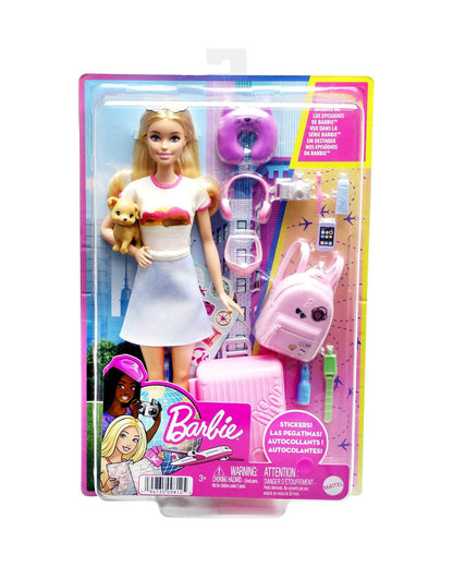 Barbie Malibu Travel Set-Includes Puppy,Working Suitcase & 10+ Accessories-Promotes Role Play-Doll & Doll Houses-12M+