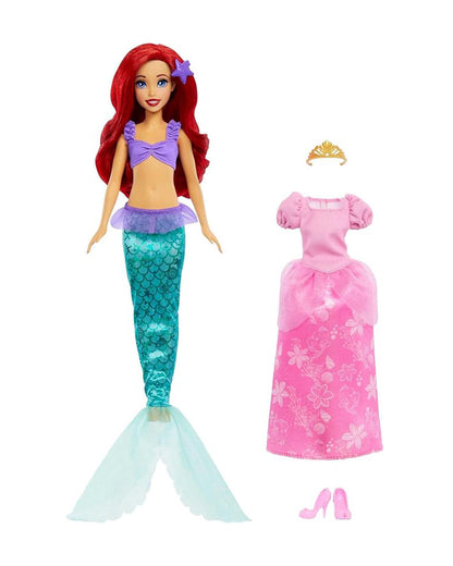 Disney Princess Ariel 2-in-1 Mermaid to Princess Doll-Includes 2 Dresses and Accessories-Improves Role Play-Doll & Doll Houses-12M+