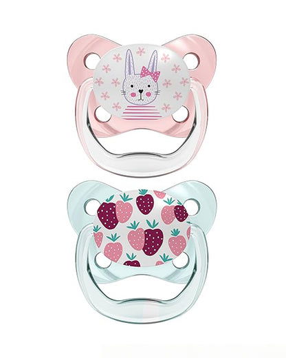 Dr. Brown's Prevent Butterfly Soother-100% Silicone Bulb-Orthodontic-Pink-0 to 6M-Pack of 2-Pacifier