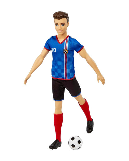 Barbie Ken Soccer Cropped Hair Doll with Colorful Uniform-Includes Soccer Ball, Cleats &Tall Socks-Promotes Role Play-Doll & Doll Houses-12M+