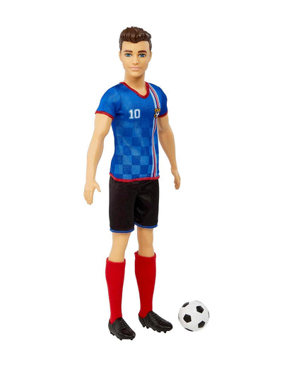 Barbie Ken Soccer Cropped Hair Doll with Colorful Uniform-Includes Soccer Ball, Cleats &Tall Socks-Promotes Role Play-Doll & Doll Houses-12M+