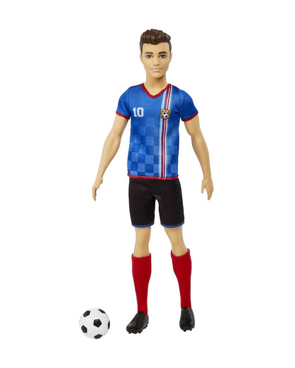Barbie Ken Soccer Cropped Hair Doll with Colorful Uniform-Includes Soccer Ball, Cleats &Tall Socks-Promotes Role Play-Doll & Doll Houses-12M+