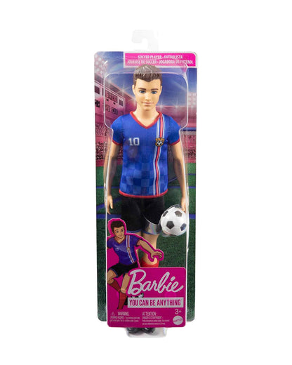 Barbie Ken Soccer Cropped Hair Doll with Colorful Uniform-Includes Soccer Ball, Cleats &Tall Socks-Promotes Role Play-Doll & Doll Houses-12M+