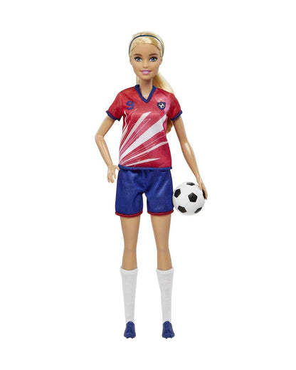 Barbie Soccer Blonde Hair Ponytail Doll with Colorful Uniform-Includes Soccer Ball, Cleats & Tall Socks-Promotes Role Play-Doll & Doll Houses-12M+