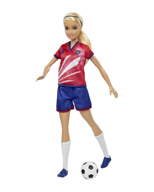 Barbie Soccer Blonde Hair Ponytail Doll with Colorful Uniform-Includes Soccer Ball, Cleats & Tall Socks-Promotes Role Play-Doll & Doll Houses-12M+