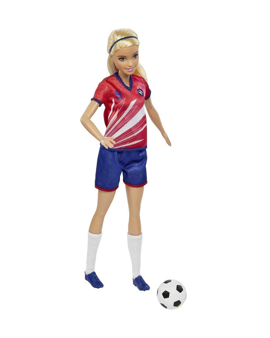 Barbie Soccer Blonde Hair Ponytail Doll with Colorful Uniform-Includes Soccer Ball, Cleats & Tall Socks-Promotes Role Play-Doll & Doll Houses-12M+