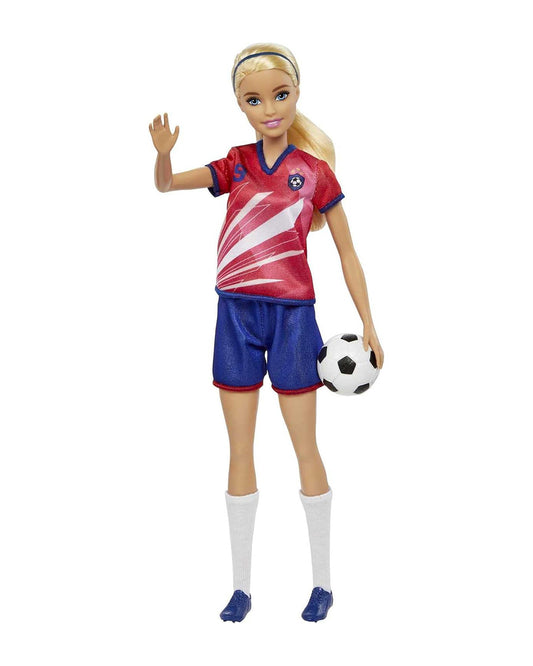 Barbie Soccer Blonde Hair Ponytail Doll with Colorful Uniform-Includes Soccer Ball, Cleats & Tall Socks-Promotes Role Play-Doll & Doll Houses-12M+