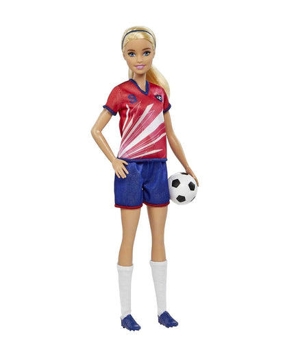 Barbie Soccer Blonde Hair Ponytail Doll with Colorful Uniform-Includes Soccer Ball, Cleats & Tall Socks-Promotes Role Play-Doll & Doll Houses-12M+