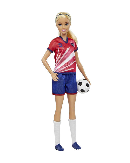 Barbie Soccer Blonde Hair Ponytail Doll with Colorful Uniform-Includes Soccer Ball, Cleats & Tall Socks-Promotes Role Play-Doll & Doll Houses-12M+