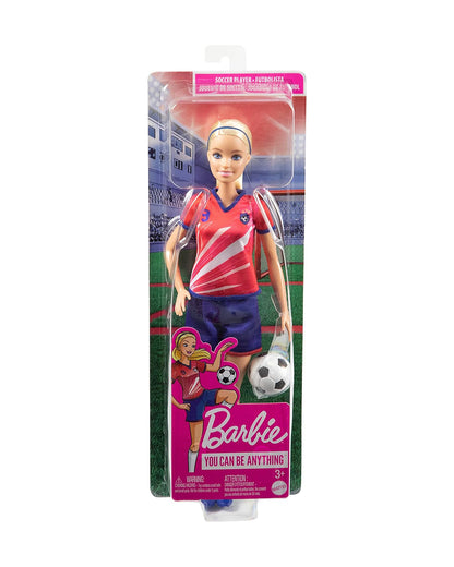 Barbie Soccer Blonde Hair Ponytail Doll with Colorful Uniform-Includes Soccer Ball, Cleats & Tall Socks-Promotes Role Play-Doll & Doll Houses-12M+