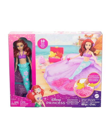 Disney Princess Ariel Mermaid Doll & Pool Set-Includes Moldable Sand, 3 Sand Molds, Beach Towel & 5 Accessories-Improves Role Play-Doll & Doll Houses-12M+