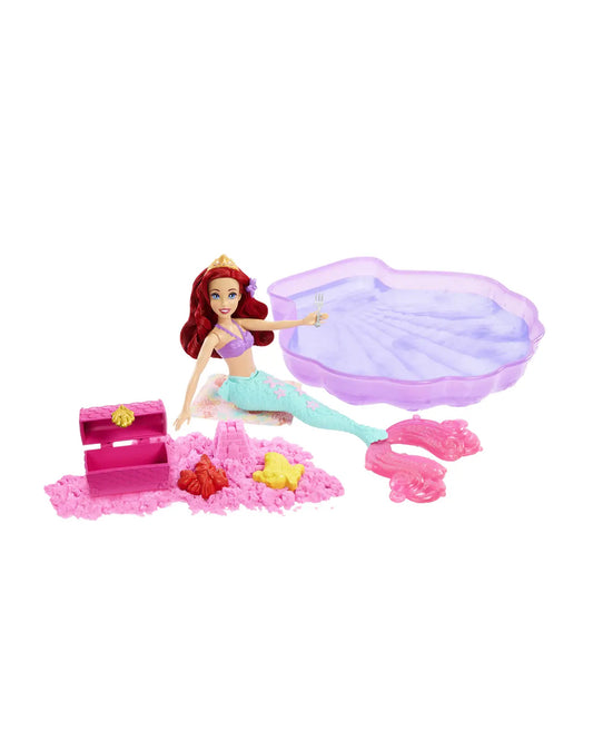 Disney Princess Ariel Mermaid Doll & Pool Set-Includes Moldable Sand, 3 Sand Molds, Beach Towel & 5 Accessories-Improves Role Play-Doll & Doll Houses-12M+