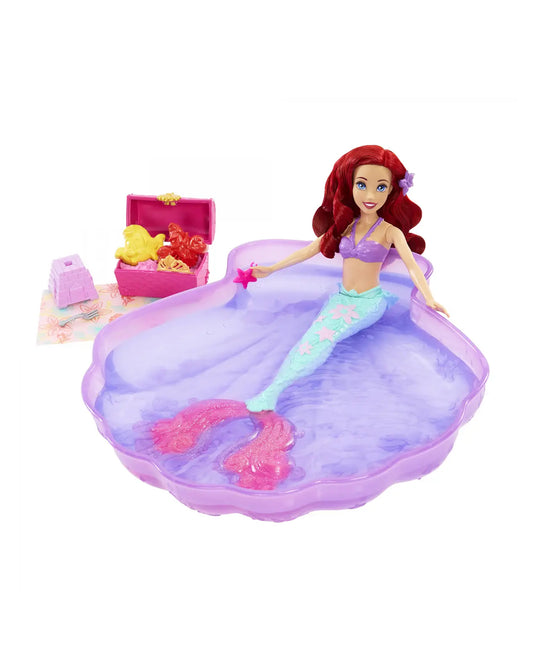 Disney Princess Ariel Mermaid Doll & Pool Set-Includes Moldable Sand, 3 Sand Molds, Beach Towel & 5 Accessories-Improves Role Play-Doll & Doll Houses-12M+