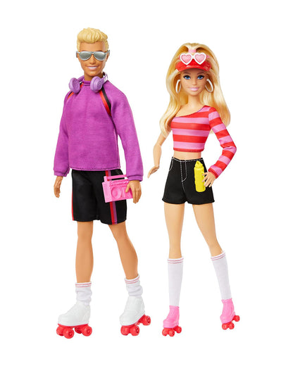 Barbie 65th Anniversary Fashionistas Set with 2 Roller Skating Dolls & 6 Accessories-Promotes Role Play-Doll & Doll Houses-12M+