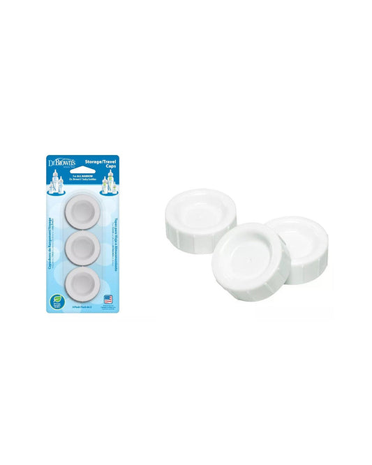 Dr. Brown's Travel/Storage Caps For Breast Milk or Formula-Pack Of 3-White